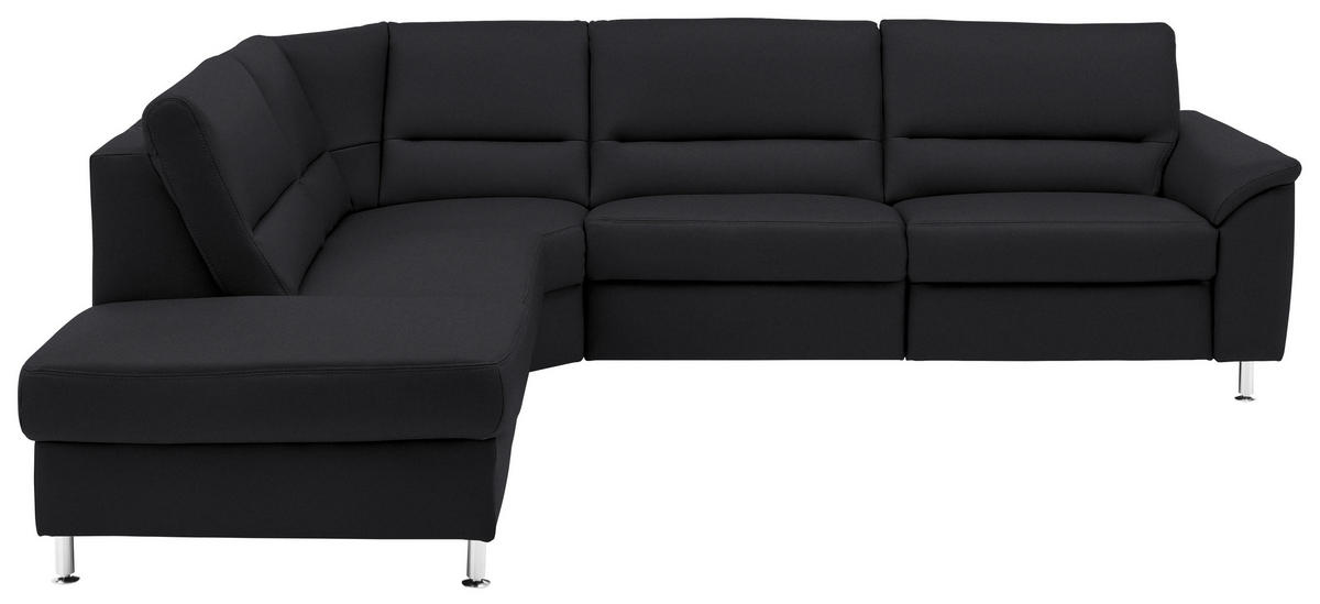 ECKSOFA in Echtleder Anthrazit  - Anthrazit/Alufarben, Basics, Leder/Metall (249/290cm) - Beldomo Premium