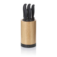 MESSERBLOCK Acida 6-teilig  - Hellbraun/Schwarz, KONVENTIONELL, Holz (11/34,5cm) - Kela