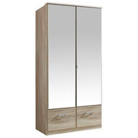 Dulap Cu Uși Rotative, 90/199/58 cm, culoare lemn stejar - culoare lemn stejar/culoare aluminiu, Konventionell, sticlă/metal (90/199/58cm) - MID.YOU