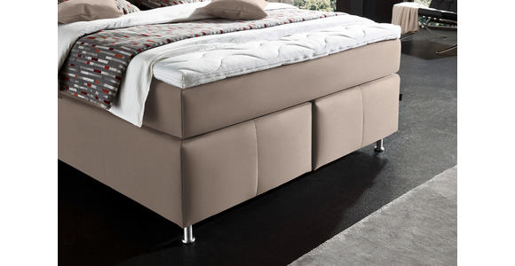 BOXSPRINGBETT 140/200 cm  in Hellbraun  - Hellbraun/Alufarben, KONVENTIONELL, Textil/Metall (140/200cm) - Dieter Knoll