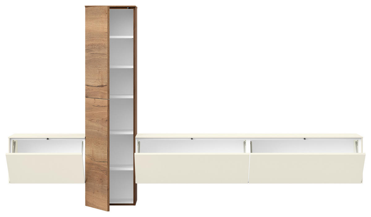 WOHNWAND  in Eichefarben, Magnolie  282/160/37 cm  - Eichefarben/Magnolie, Design, Holzwerkstoff (282/160/37cm) - Celina Home