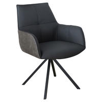 ARMLEHNSTUHL  Typenauswahl, Sitzfläche 180° drehbar, automatische Rückholfunktion  - Schwarz, Design, Leder/Textil (59,5/87,5/69cm) - Novel
