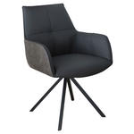 ARMLEHNSTUHL  in Eisen Echtleder pigmentiert  - Schwarz, Design, Leder/Textil (59,5/87,5/69cm) - Novel