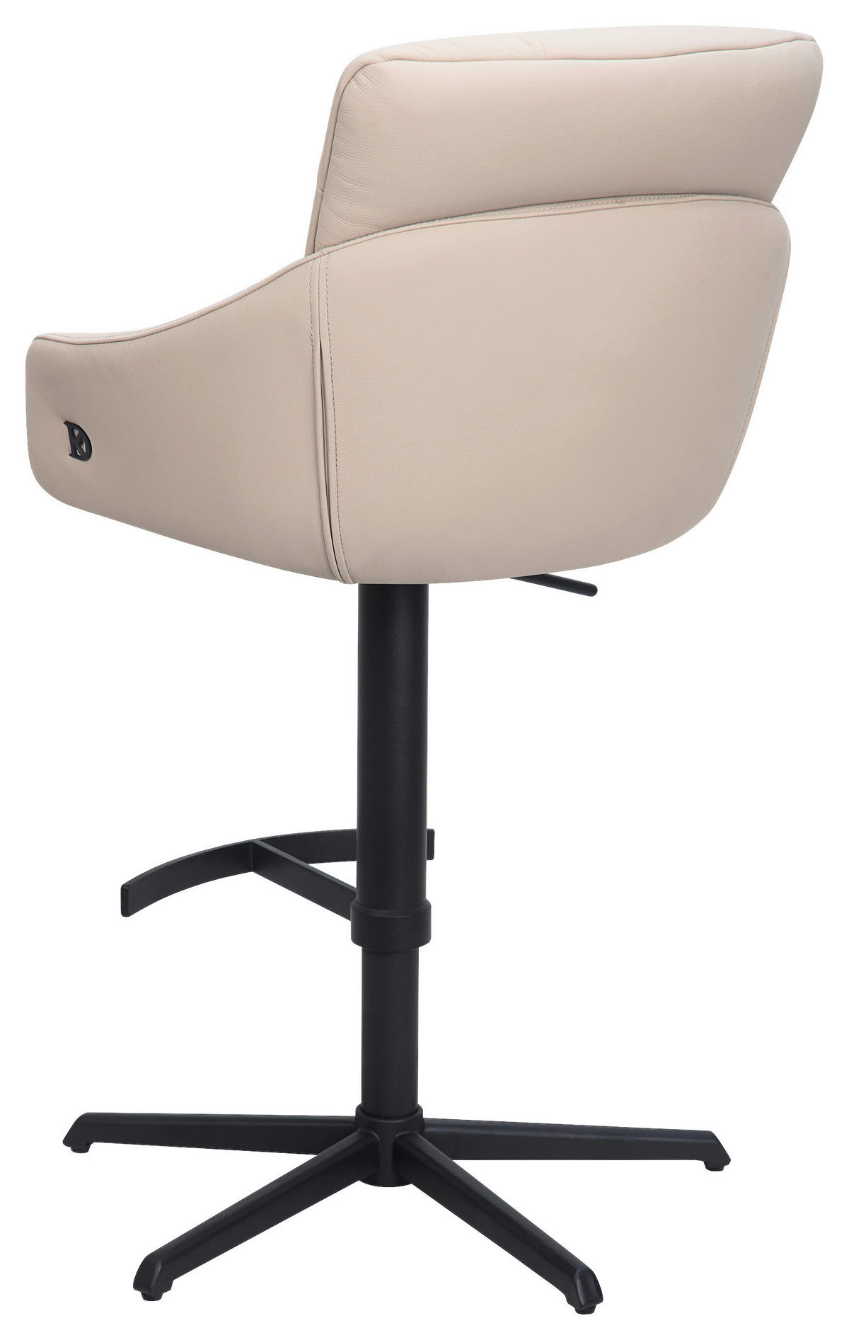 BARHOCKER Webstoff Echtleder Beige Stahl Sitzfläche 360° drehbar, inklusive Armlehnen, automatische Rückholfunktion  - Beige/Schwarz, Design, Leder/Textil (58/103-120/61cm) - Dieter Knoll