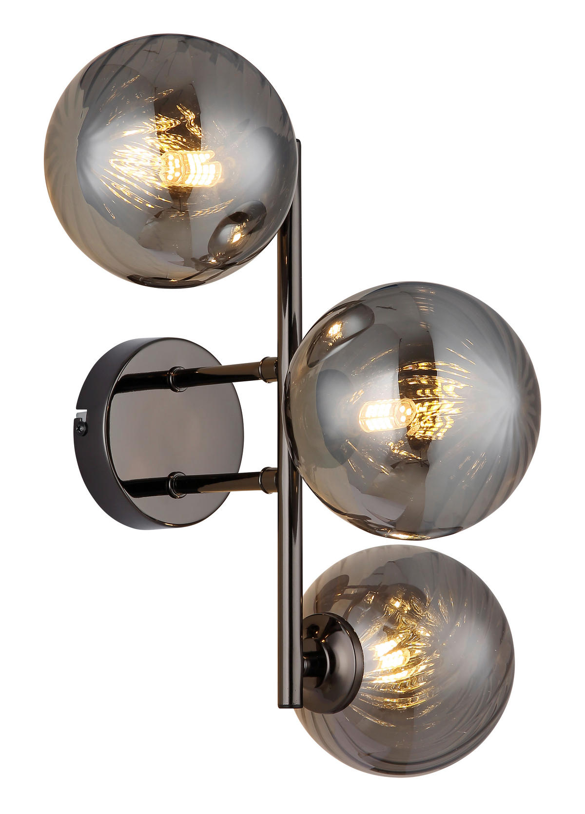 WANDLEUCHTE - Schwarzchrom/Grau, Design, Glas/Metall (36/28/25cm) - Globo