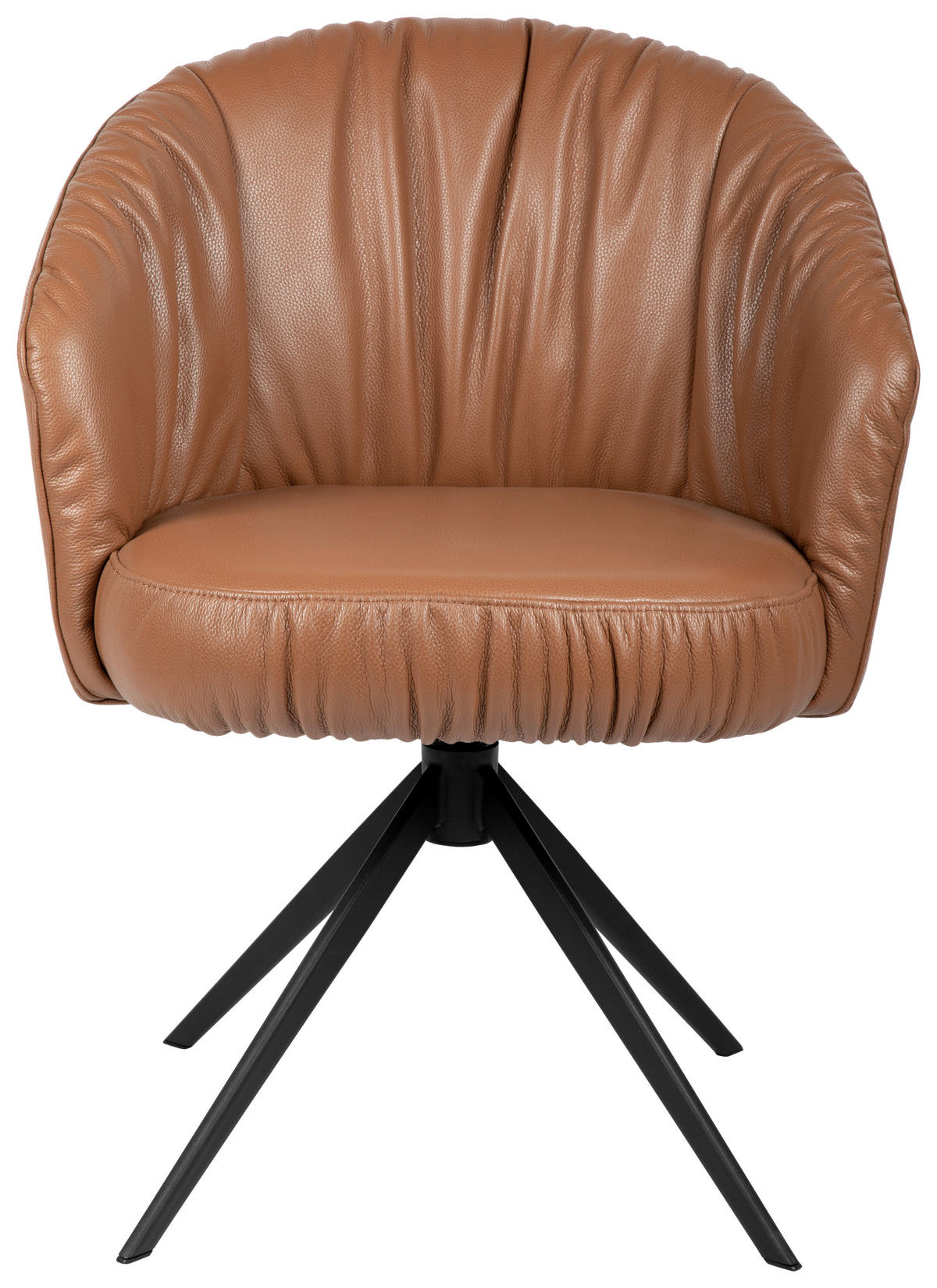 ARMLEHNSTUHL  in Eisen Echtleder pigmentiert  - Cognac/Schwarz, Design, Leder/Metall (63/82/62,5cm) - Dieter Knoll
