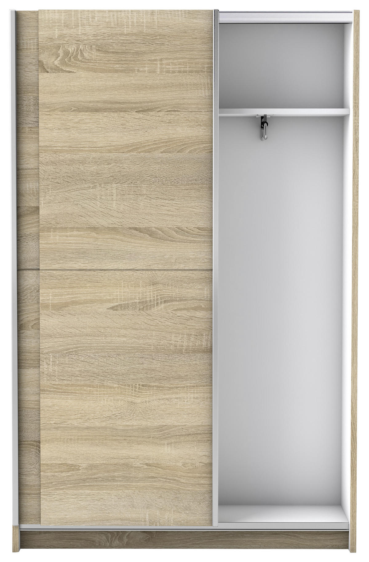 OMARA Z DRSNIMI VRATI, hrast sonoma  - barve aluminija/hrast sonoma, Basics, leseni material (125/196/38cm) - Livetastic