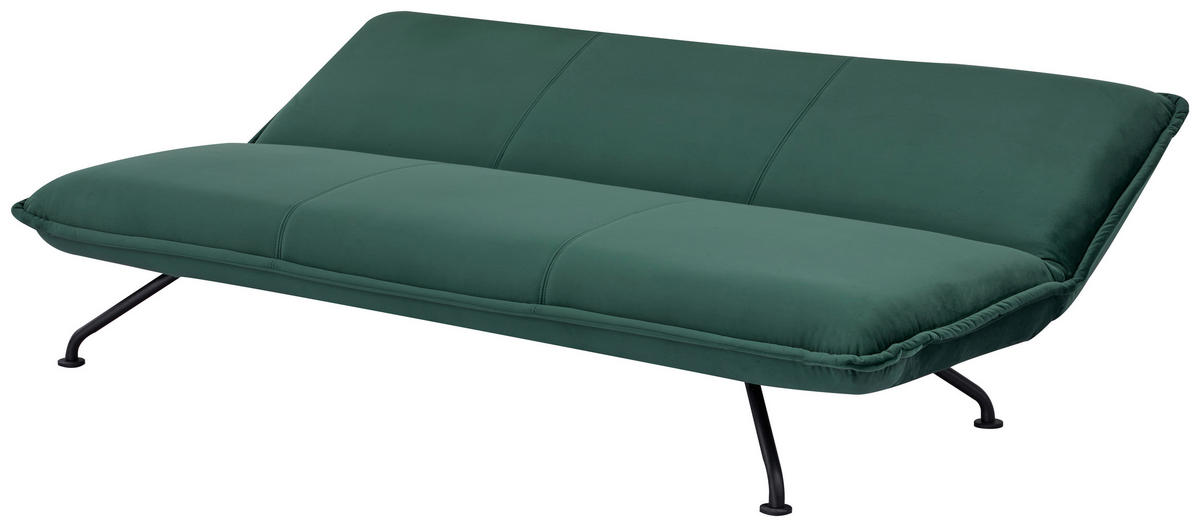 SCHLAFSOFA in Velours Grün  - Schwarz/Grün, MODERN, Textil/Metall (190/79/89cm) - MID.YOU