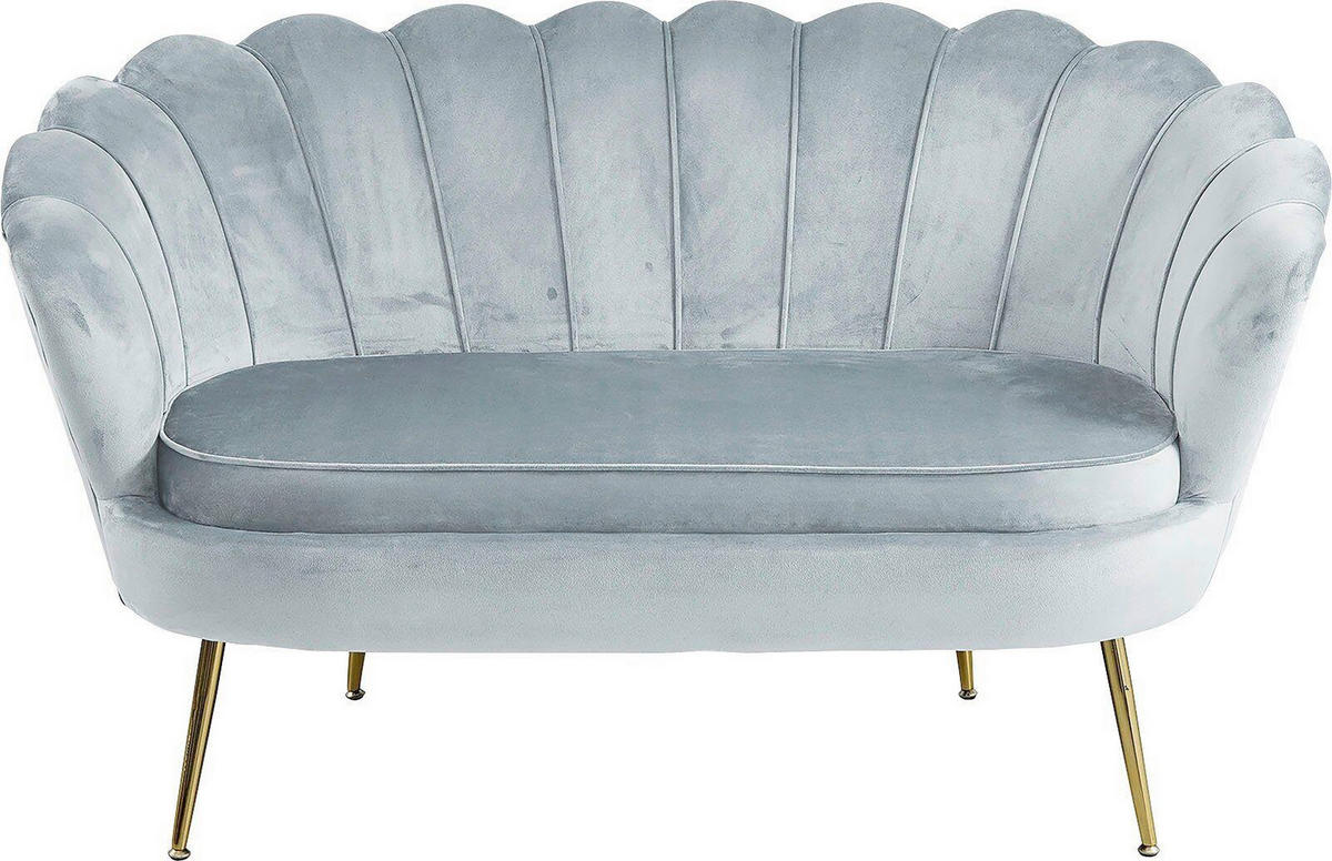 2-SITZER-SOFA Samt Hellgrau  - Goldfarben/Hellgrau, MODERN, Textil/Metall (136/78/77cm) - Livetastic