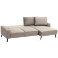 ECKSOFA in Velours Sandfarben  - Sandfarben/Schwarz, Basics, Holz/Textil (260/161cm) - Carryhome