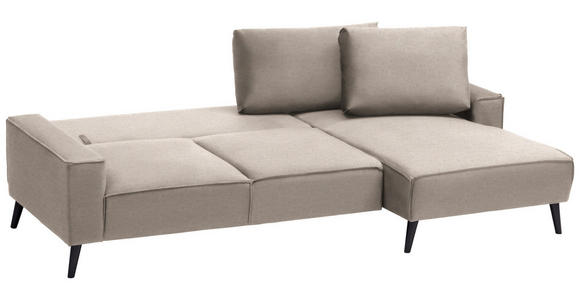 ECKSOFA in Velours Sandfarben  - Sandfarben/Schwarz, Basics, Holz/Textil (260/161cm) - Carryhome