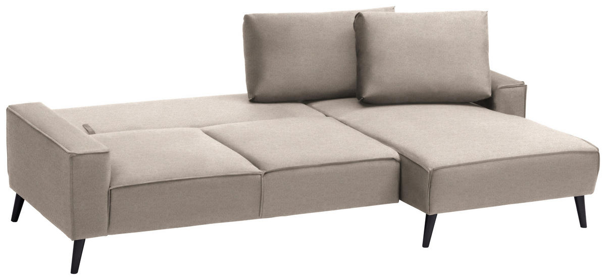 ECKSOFA in Velours Sandfarben  - Sandfarben/Schwarz, Basics, Holz/Textil (260/161cm) - Carryhome