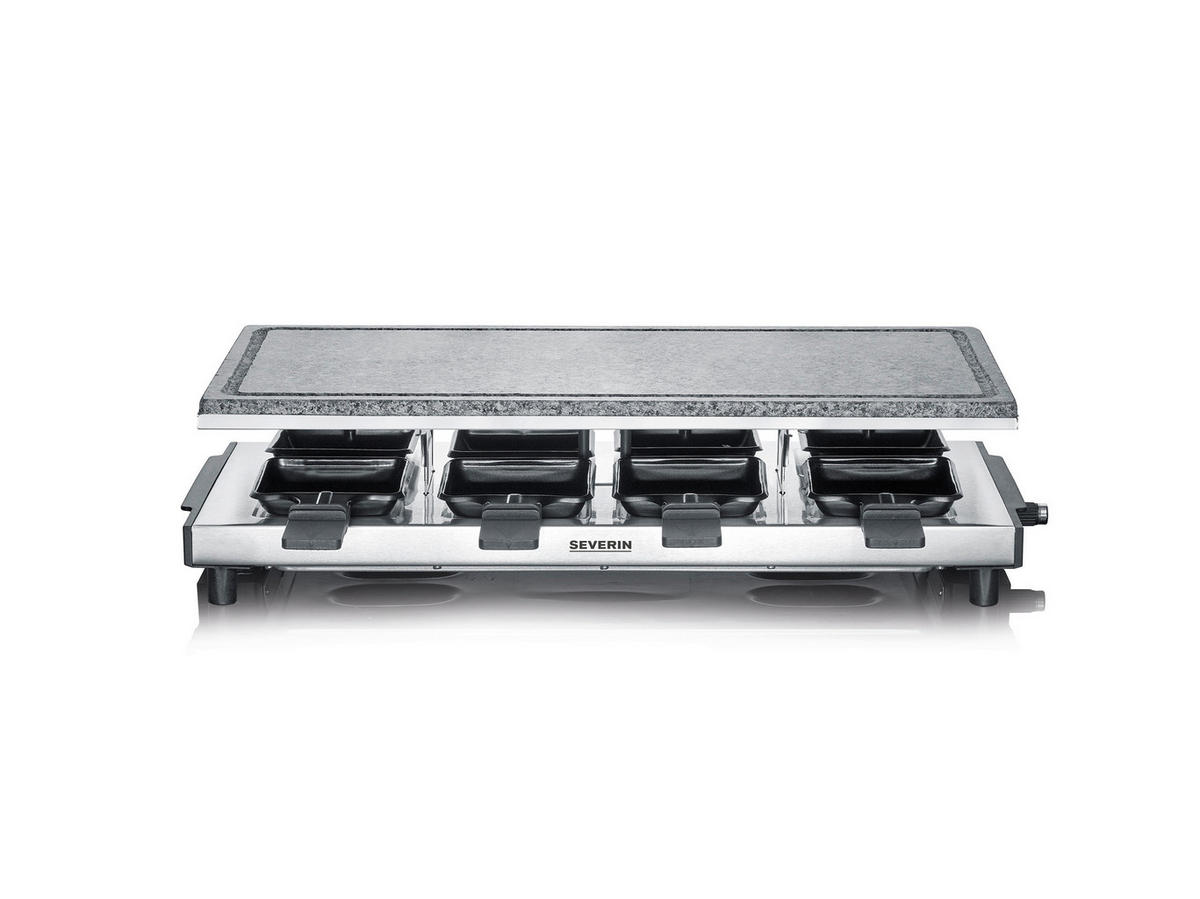 RACLETTE-GRILL SEVERIN RG 2374  - Edelstahlfarben/Schwarz, KONVENTIONELL, Kunststoff/Stein (54/24,5/13,7cm) - Severin