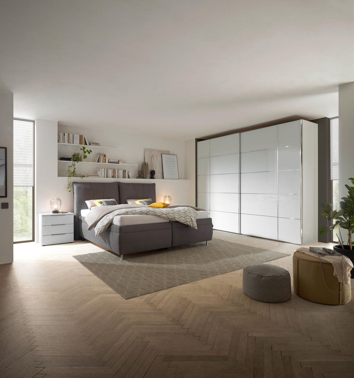 SCHWEBETÜRENSCHRANK in Weiss  - Chromfarben/Weiss, Konventionell, Glas/Holzwerkstoff (282/222/68cm) - Dieter Knoll