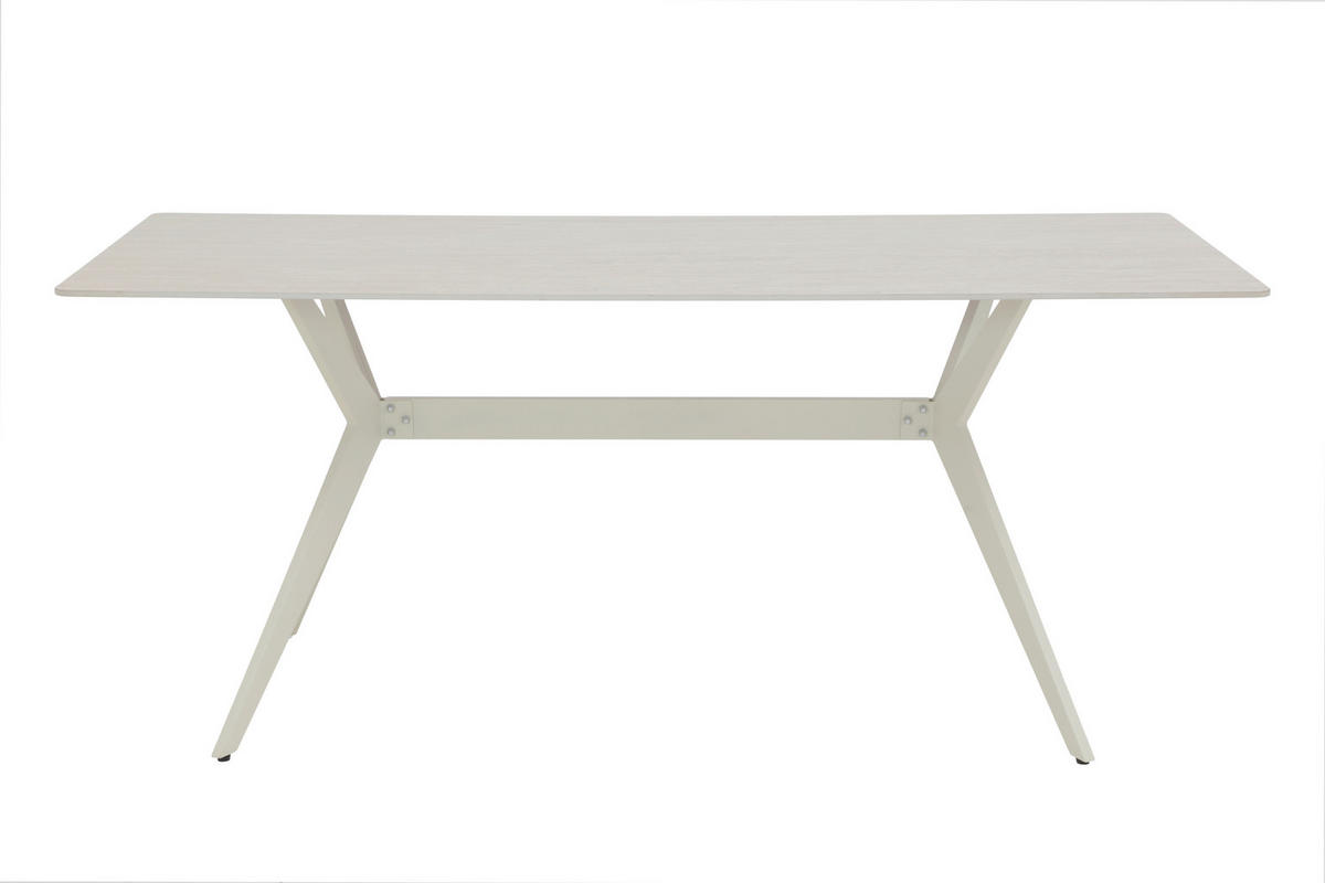 ESSTISCH Beige rechteckig   - Beige/Weiß, MODERN, Stein/Metall (90/180/76cm) - MID.YOU