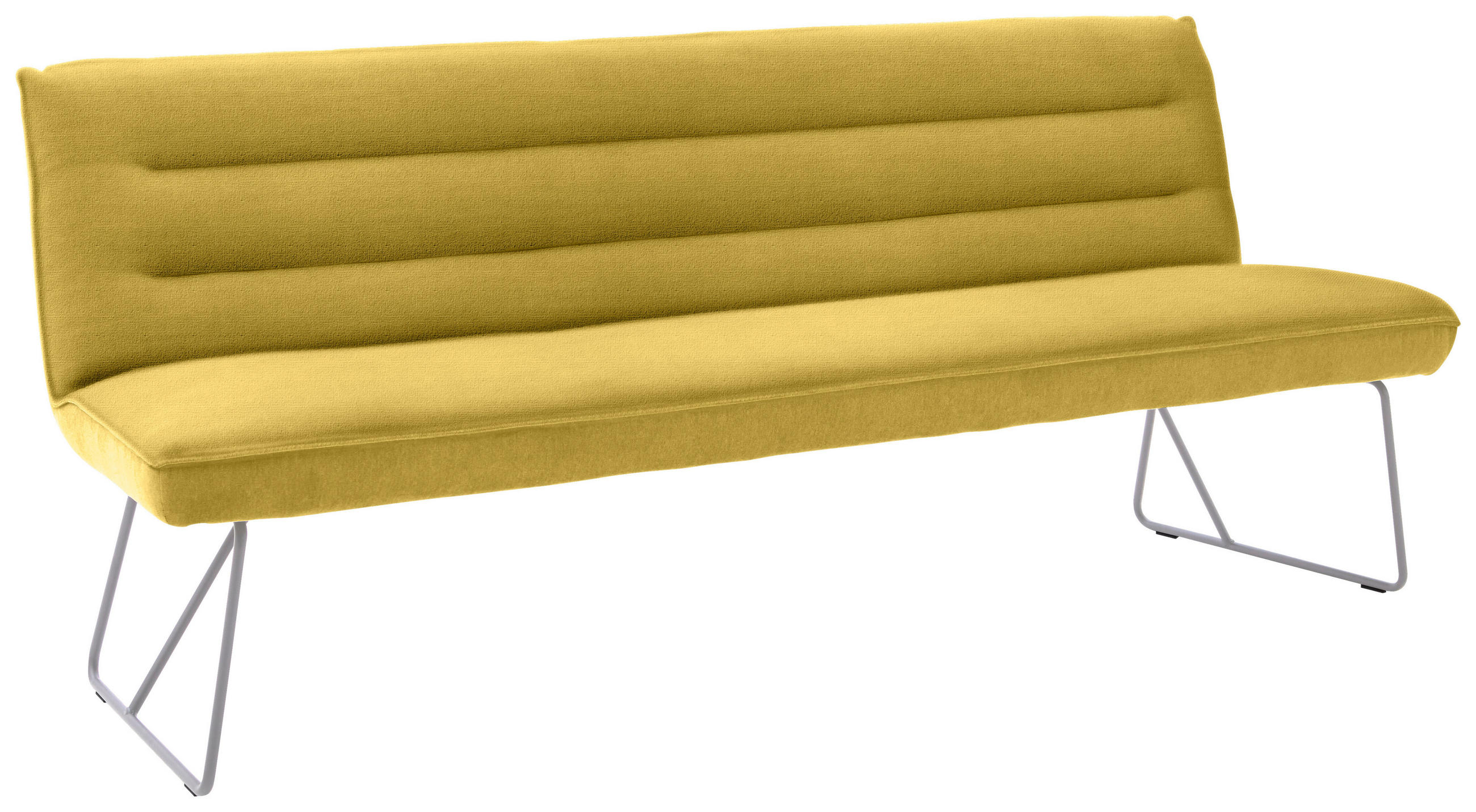 SITZBANK in Metall, Textil Gelb, Edelstahlfarben  - Edelstahlfarben/Gelb, Design, Textil/Metall (218/89/68cm) - Dieter Knoll