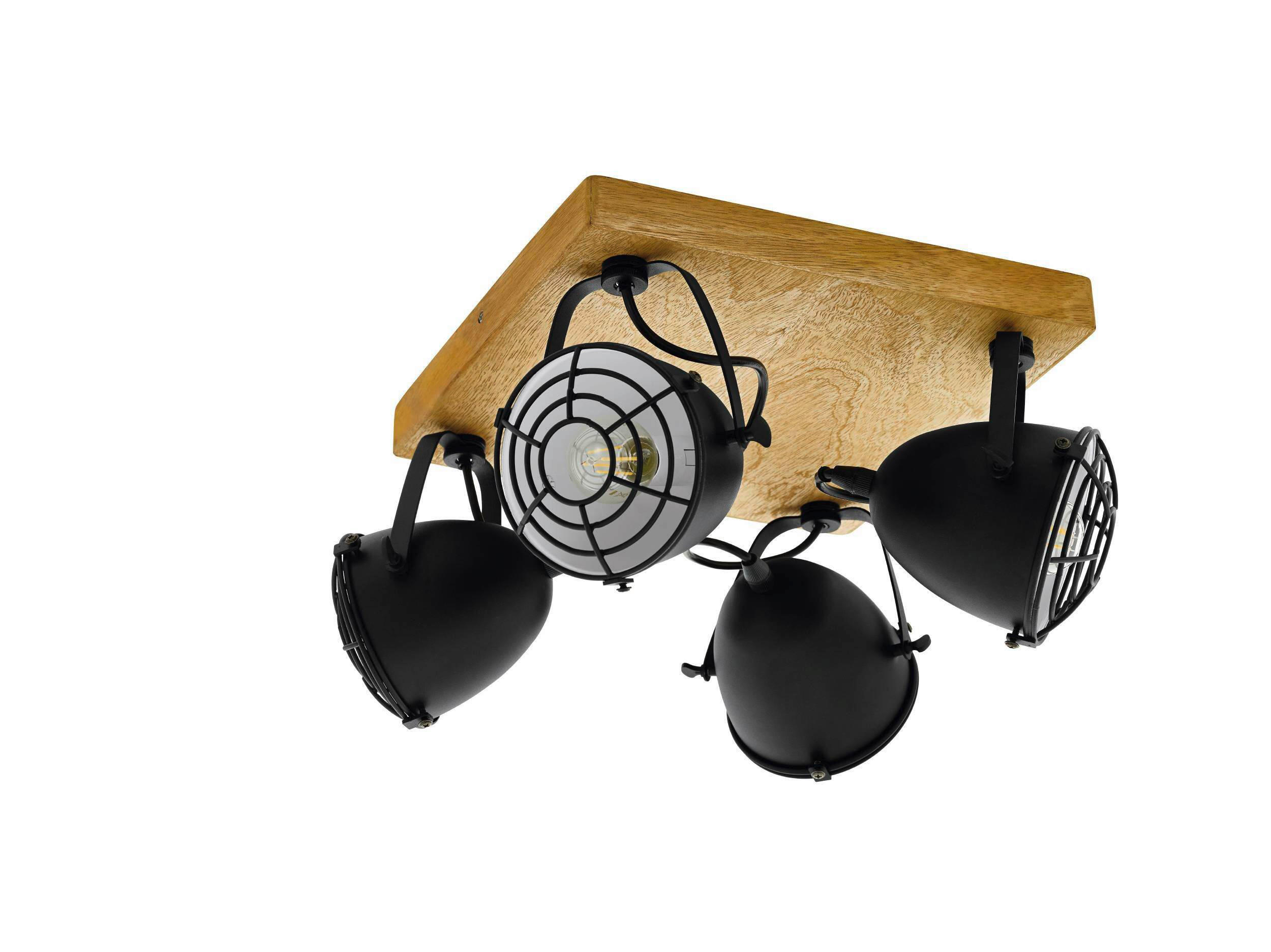 BODOVÉ SVÍTIDLO, 40 W/E14, 30/30/20,5 cm - černá/přírodní barvy, Natur, kov/dřevo (30/30/20,5cm) - Eglo