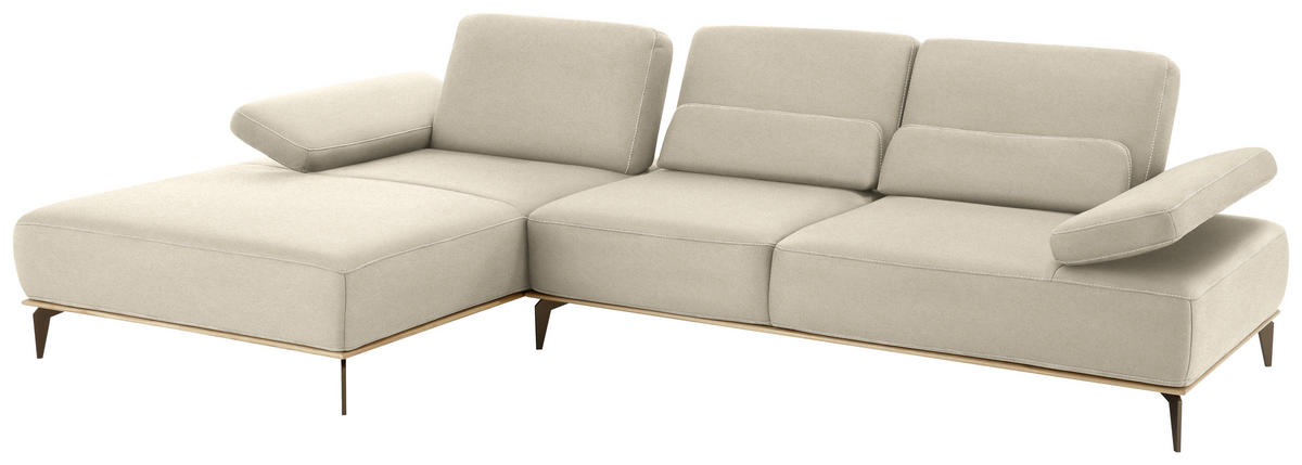 ECKSOFA in Mikrofaser Beige  - Beige/Bronzefarben, Natur, Textil/Metall (176/298cm) - Valnatura