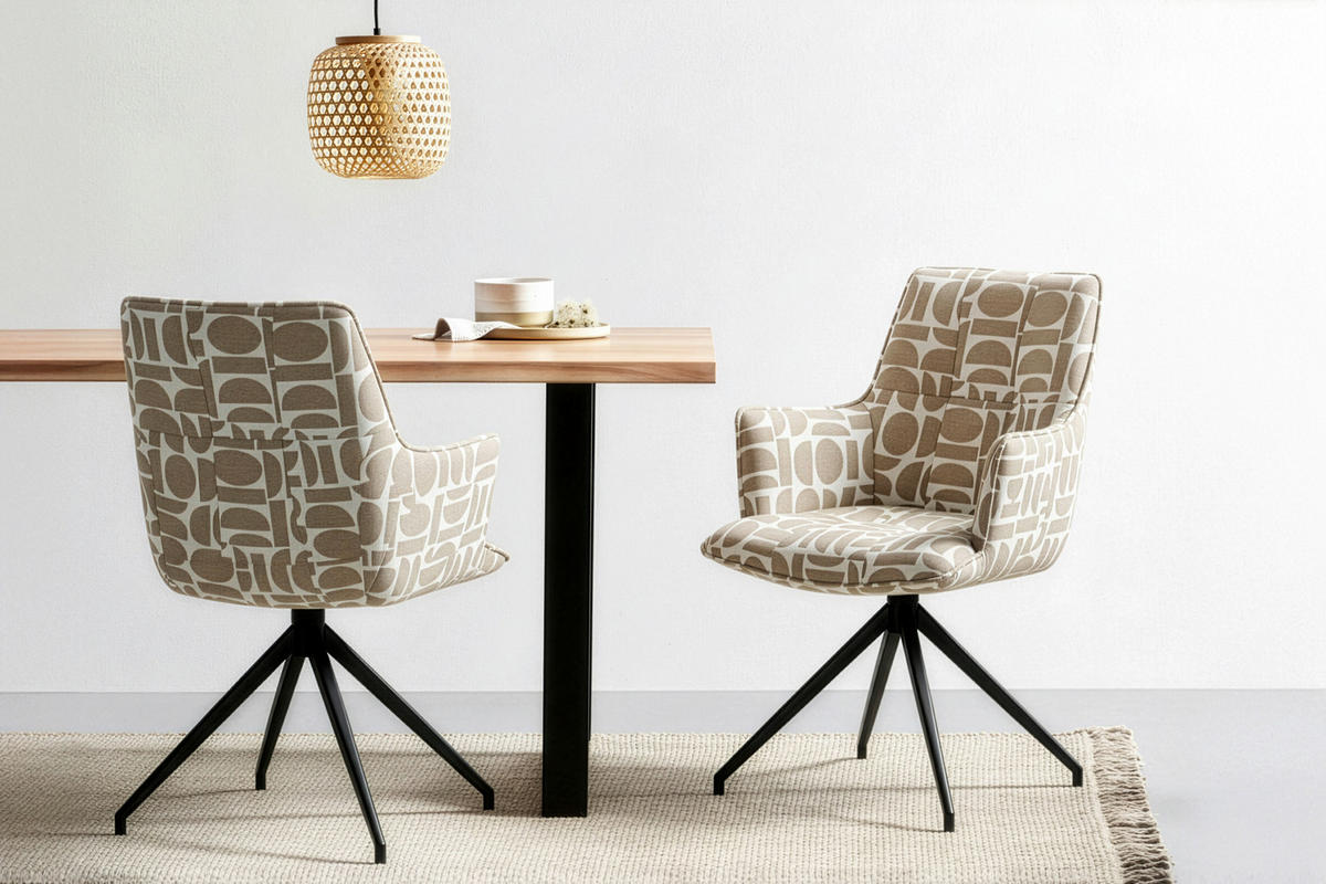 ARMLEHNSTUHL  in Eisen Jacquard  - Taupe/Schwarz, Design, Textil/Metall (59/89,5/63cm) - Novel