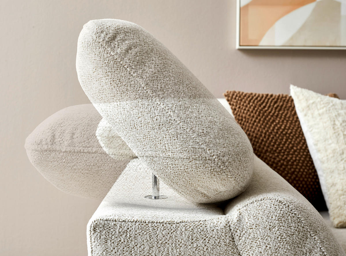 ECKSOFA Creme Chenille  - Eichefarben/Creme, MODERN, Holz/Textil (287/212cm) - Valnatura