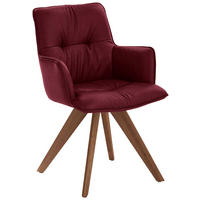 ARMLEHNSTUHL  in Echtleder pigmentiert  - Bordeaux/Nussbaumfarben, Design, Leder/Holz (59/89/63cm) - Dieter Knoll