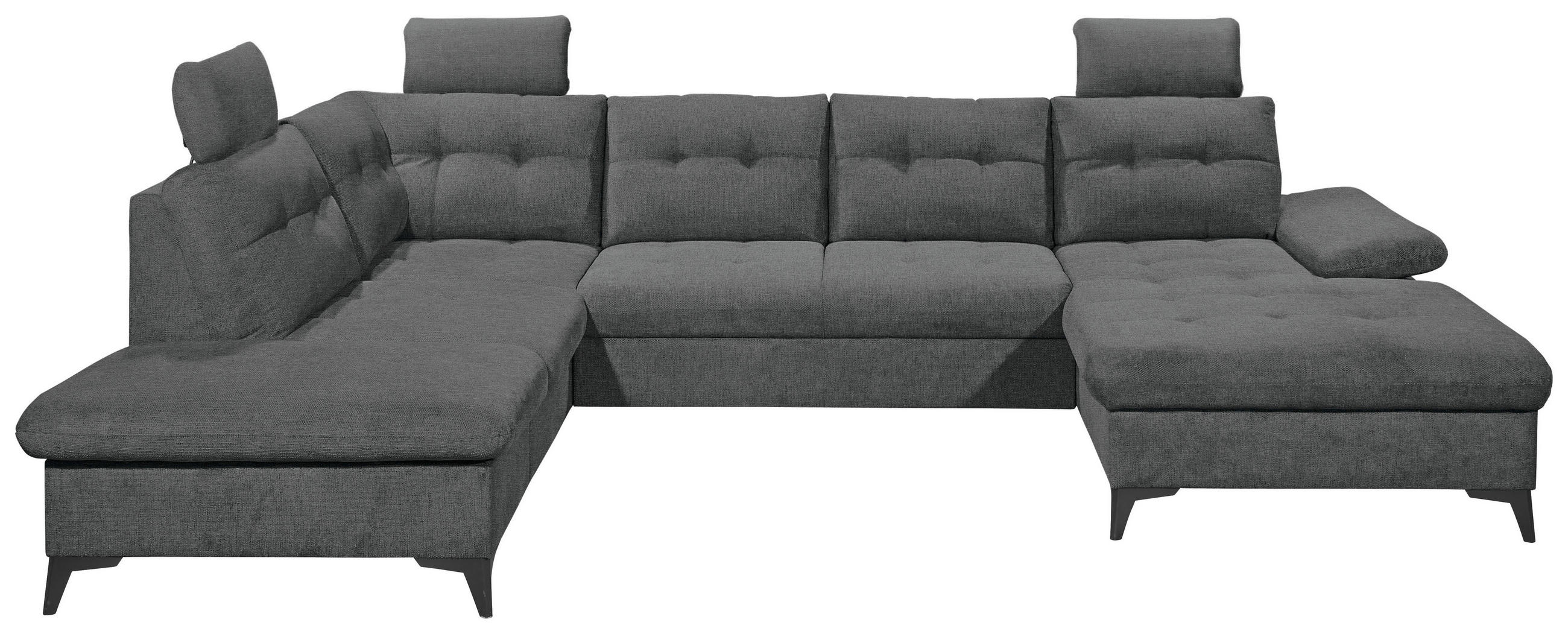 WOHNLANDSCHAFT Graphitfarben Webstoff  - Schwarz/Graphitfarben, KONVENTIONELL, Kunststoff/Textil (218/324/170cm) - Carryhome