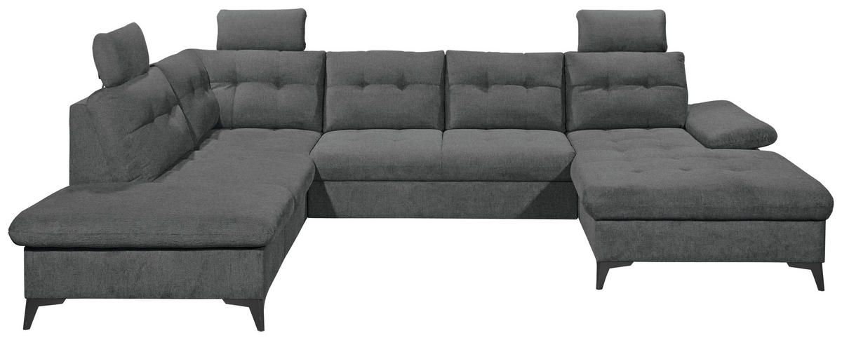 WOHNLANDSCHAFT Graphitfarben Webstoff  - Schwarz/Graphitfarben, KONVENTIONELL, Kunststoff/Textil (218/324/170cm) - Carryhome