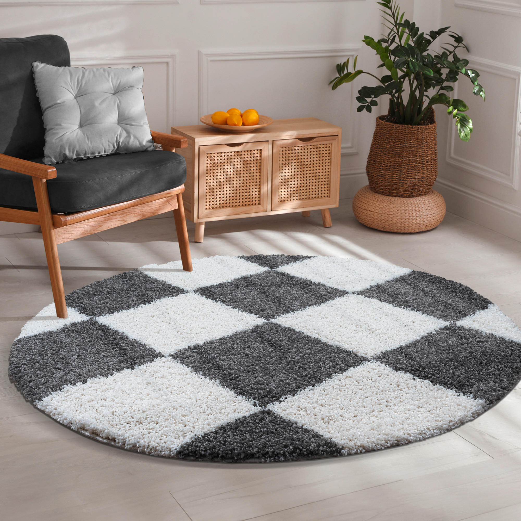 HOCHFLORTEPPICH 80 cm Milano Grau, Weiß  - Weiß/Grau, Basics, Kunststoff/Textil (80cm) - Novel