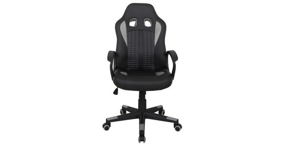 GAMINGSTUHL in Lederlook, Netzbespannung Schwarz, Hellgrau - Hellgrau/Schwarz, MODERN, Kunststoff/Textil (56/104-113/64cm) - Carryhome