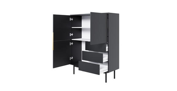 HIGHBOARD Schwarz Viva  - Goldfarben/Schwarz, Design, Holzwerkstoff/Metall (104/82/39cm) - Xora