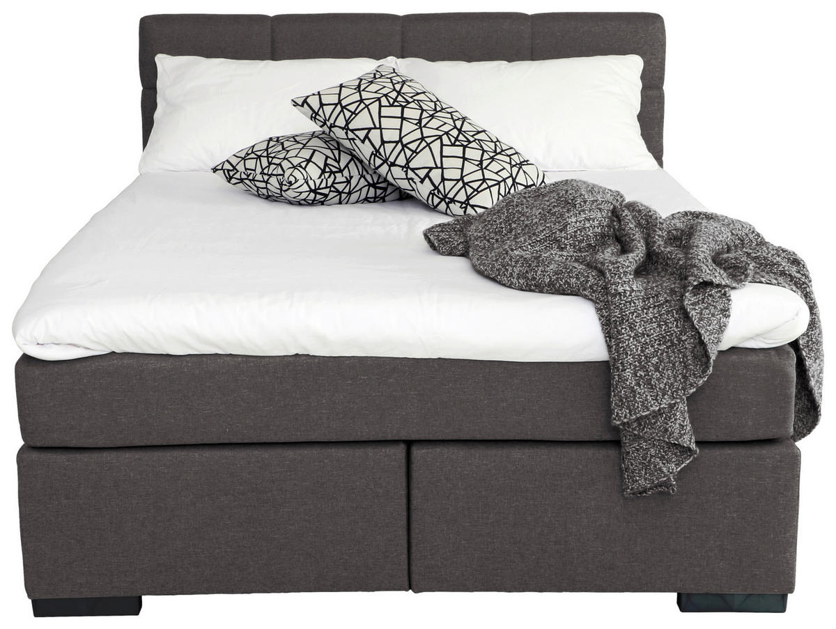 BOXSPRINGBETT 140/200 cm  in Anthrazit  - Anthrazit/Schwarz, MODERN, Kunststoff/Textil (140/200cm) - MID.YOU