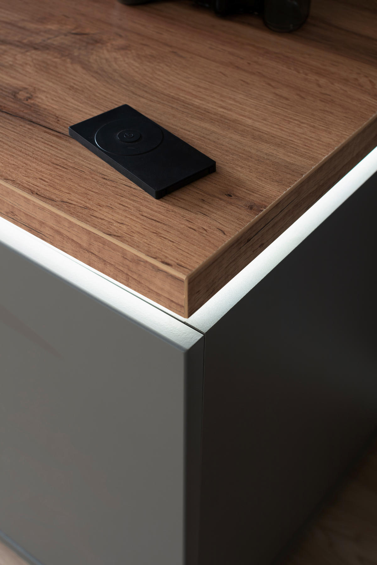 LOWBOARD Neapel  in 210/65/50 cm  - Eiche Wotan/Grau, Design, Holzwerkstoff/Metall (210/65/50cm) - Stylife
