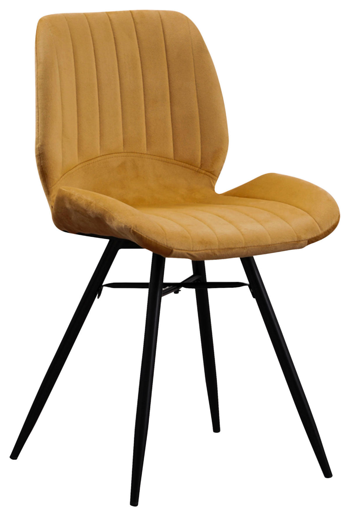 STUHL-SET 4 Stück  in Samt  - Gelb/Schwarz, Design, Textil/Metall (47/82/55cm) - MID.YOU