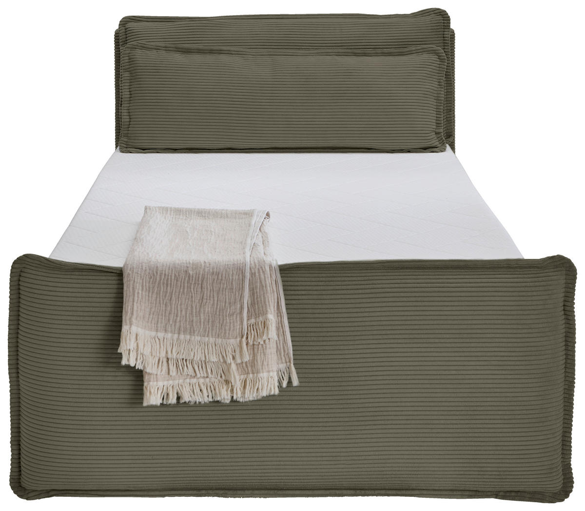 BOXBETT 120/200 cm,  in Waldgrün, Kissen, Bettkasten, Topper, H3 = fest  - Waldgrün/Schwarz, Design, Kunststoff/Textil (120/200cm) - Chameo