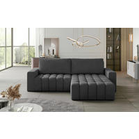 ECKSOFA in Samt Anthrazit  - Anthrazit/Schwarz, Design, Kunststoff/Textil (250/175cm) - MID.YOU