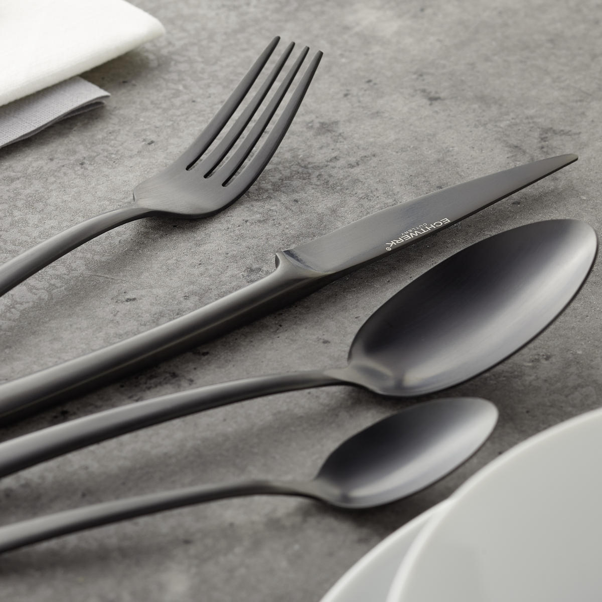 BESTECKSET  16-teilig  - Schwarz, MODERN, Metall - Echtwerk