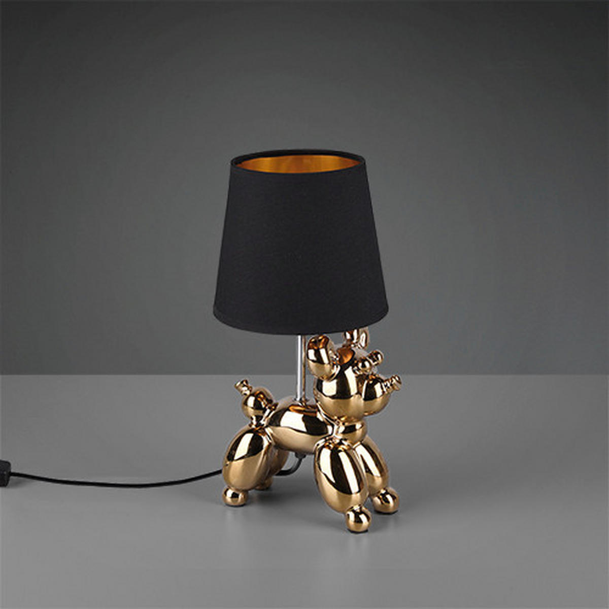 TISCHLEUCHTE - Goldfarben/Schwarz, Lifestyle, Keramik/Textil (17/16/33cm)