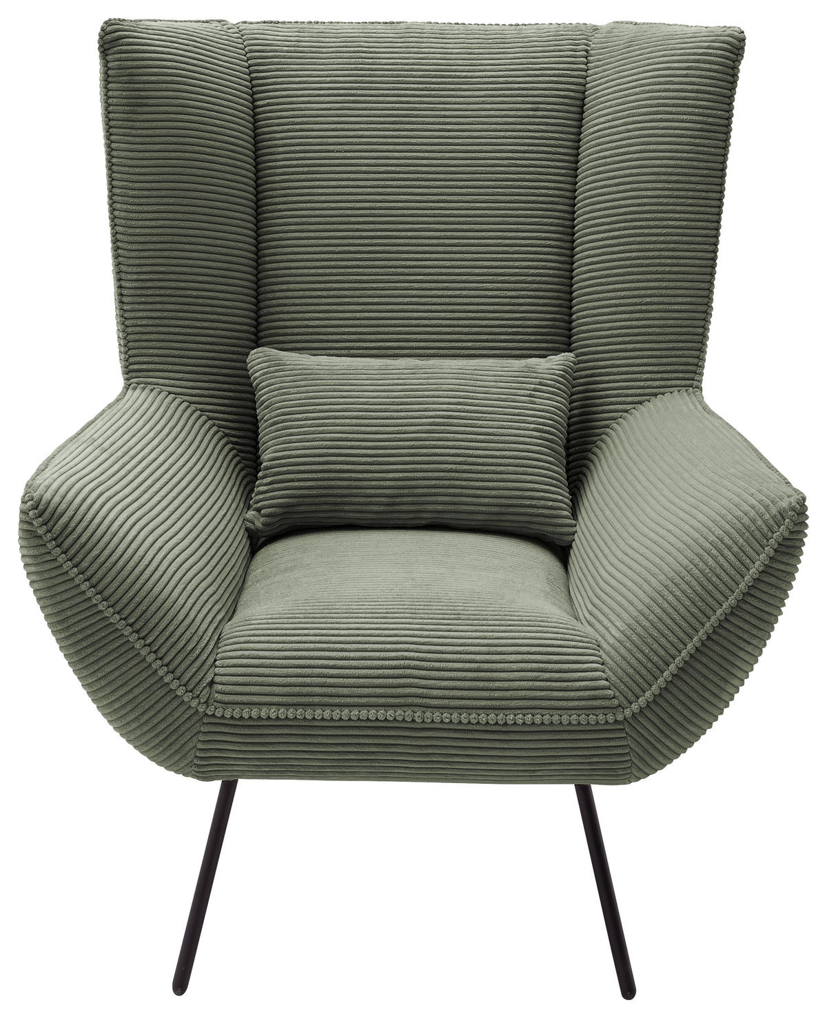 SESSEL in Cord Grün  - Schwarz/Grün, Design, Textil/Metall (90/112/94cm) - Pure Home Lifestyle