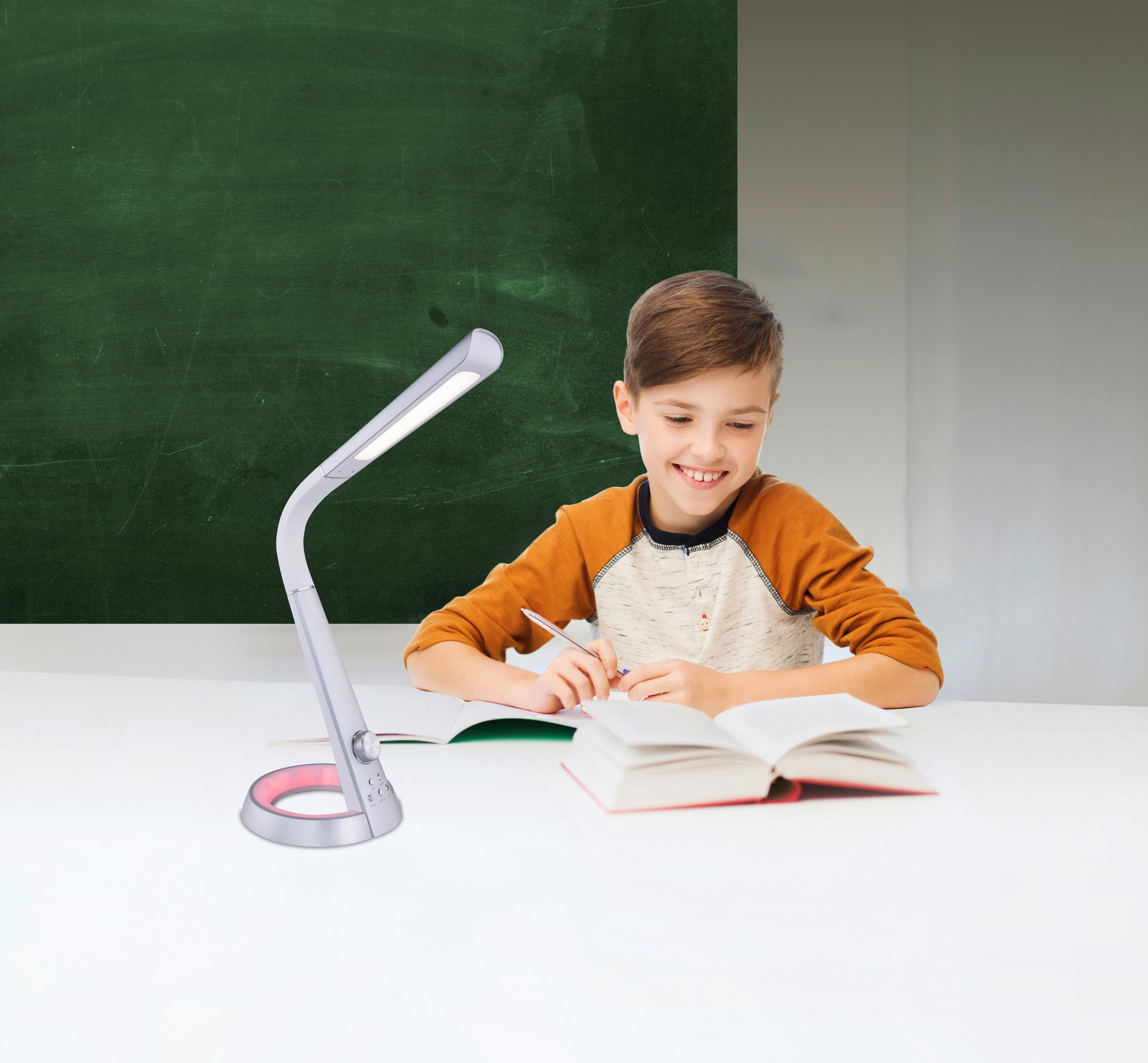 LAMPĂ DE BIROU CU LED - gri închis/negru, Design, plastic (34,3/18,3/64cm) - Novel