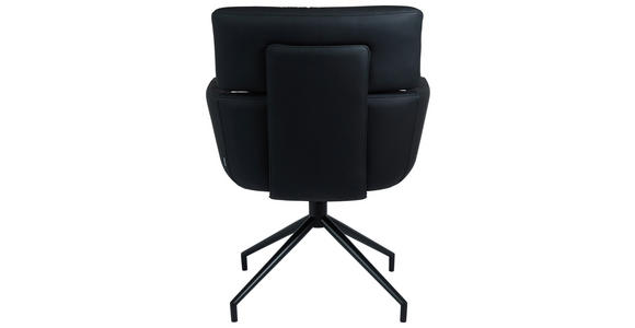 ARMLEHNSTUHL  Sitzfläche 360° drehbar, automatische Rückholfunktion  Echtleder  Schwarz  - Schwarz, Design, Leder/Metall (67/92/70cm) - Dieter Knoll