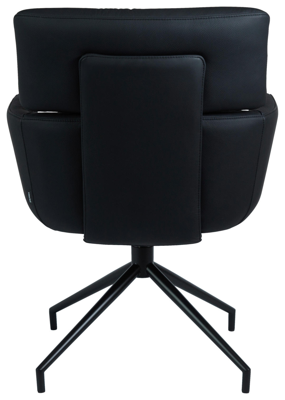 ARMLEHNSTUHL  Sitzfläche 360° drehbar, automatische Rückholfunktion  Echtleder  Schwarz  - Schwarz, Design, Leder/Metall (67/92/70cm) - Dieter Knoll