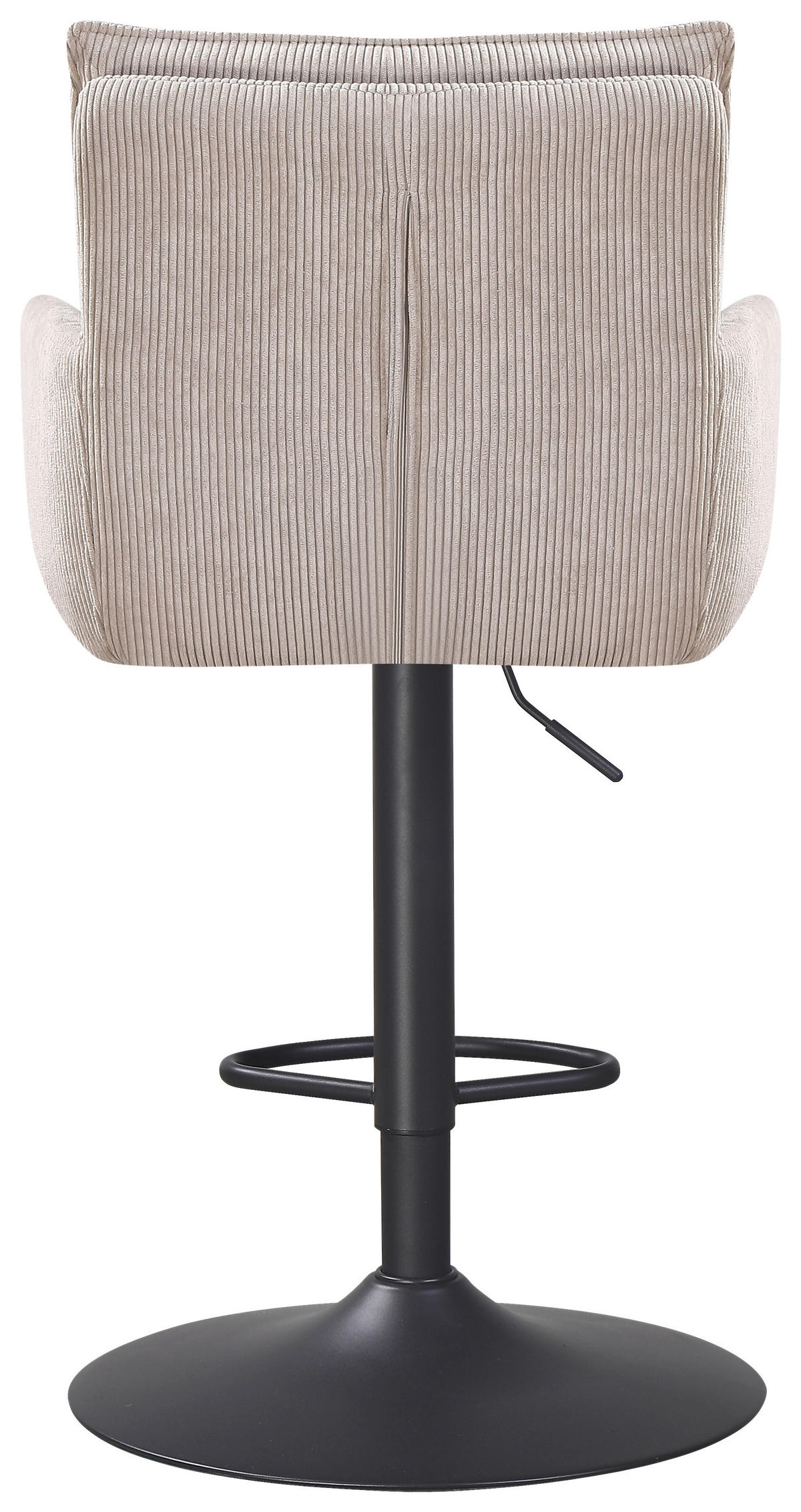 BARHOCKER Cord Grau, Schwarz Eisen Sitzfläche 360° drehbar  - Schwarz/Grau, KONVENTIONELL, Textil/Metall (57/100-121/57cm) - MID.YOU