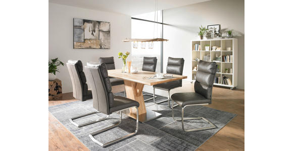 SCHWINGSTUHL in Edelstahl Webstoff - Edelstahlfarben/Grau, Design, Textil/Metall (47/106/63cm) - Novel