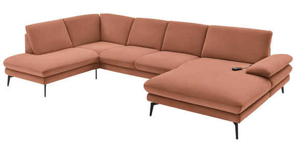 WOHNLANDSCHAFT in Webstoff Orange - Schwarz/Orange, Design, Textil/Metall (208/344/180cm) - Dieter Knoll