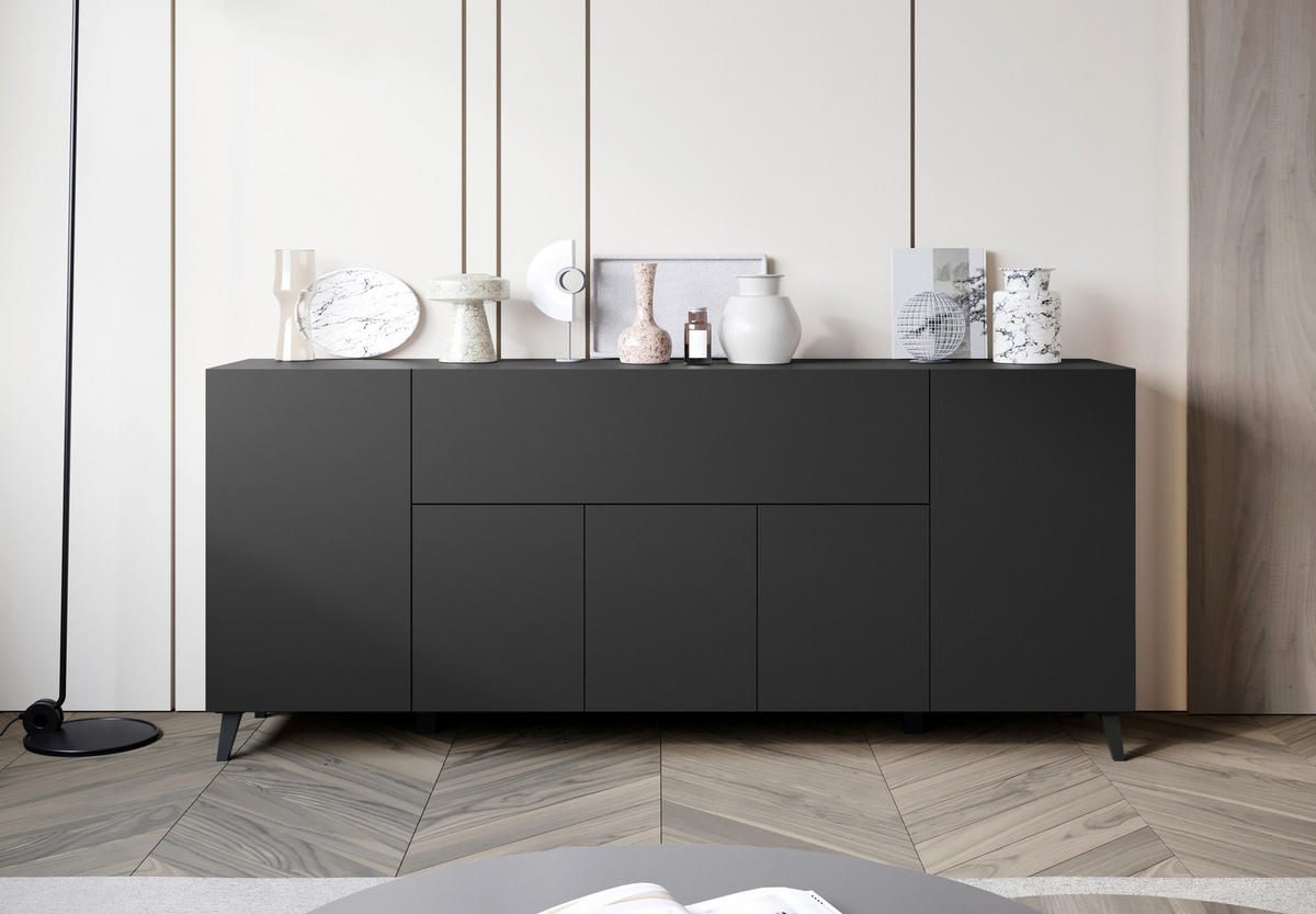SIDEBOARD  in 180/76/37,5 cm  - Schwarz, Design, Holzwerkstoff/Kunststoff (180/76/37,5cm) - Livetastic