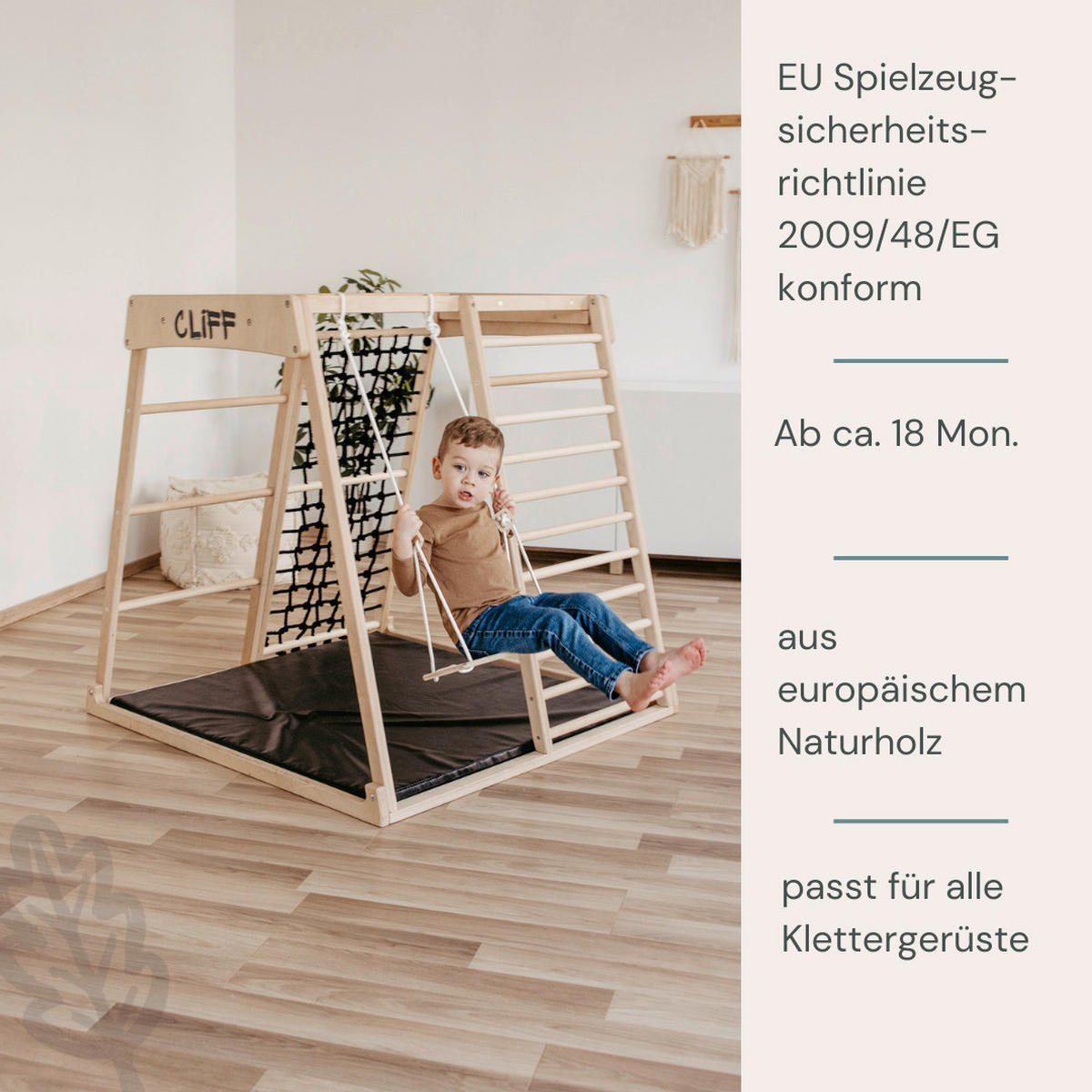 KLETTERGERÜST - Schwarz/Weiß, Basics, Holz (113/115/110cm) - CLIFF