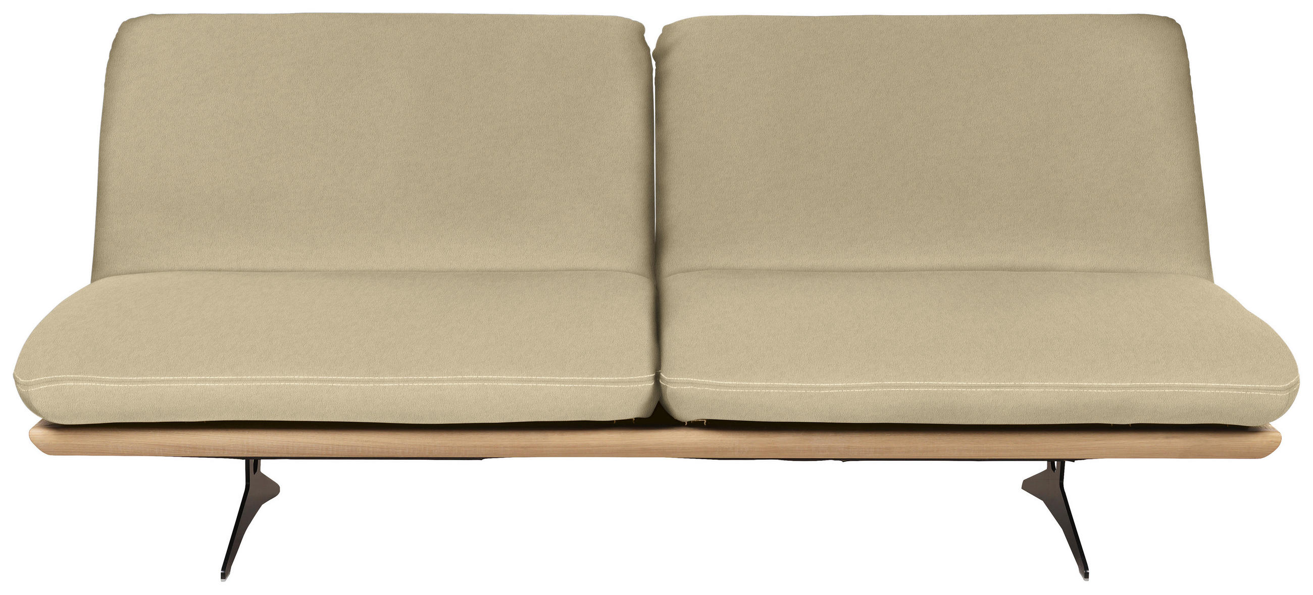SCHLAFSOFA Palermo Beige Echtleder  - Beige/Schwarz, Design, Leder/Holz (204/92/90cm) - Dieter Knoll