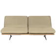 SCHLAFSOFA Palermo in Echtleder Beige  - Beige/Schwarz, Design, Leder/Holz (204/92/90cm) - Dieter Knoll