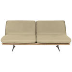 SCHLAFSOFA Palermo in Echtleder Beige - Beige/Schwarz, Design, Leder/Holz (204/92/90cm) - Dieter Knoll
