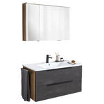 BADEZIMMER 3-teilig  in 92 cm  - Eichefarben/Schwarz, KONVENTIONELL, Glas/Keramik (92cm) - Dieter Knoll